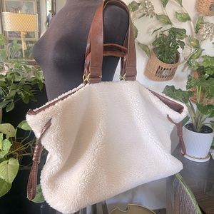 Faux Shearling and Faux Leather Tote by Anthropologie